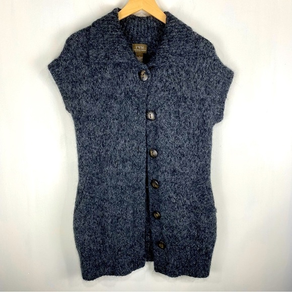 Fenn Wright Manson Wool Alpaca Short Sleeve Full Button Up Down Cardigan Sweater - Picture 1 of 5